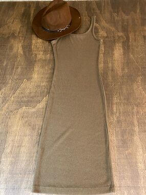 Dynamite Women's Olive Green Ribbed Tank Maxi Dress